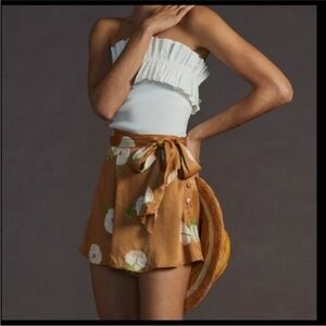 Anthropologie  Maeve Floral Tie Satin Shorts. Size 10. New With Tags